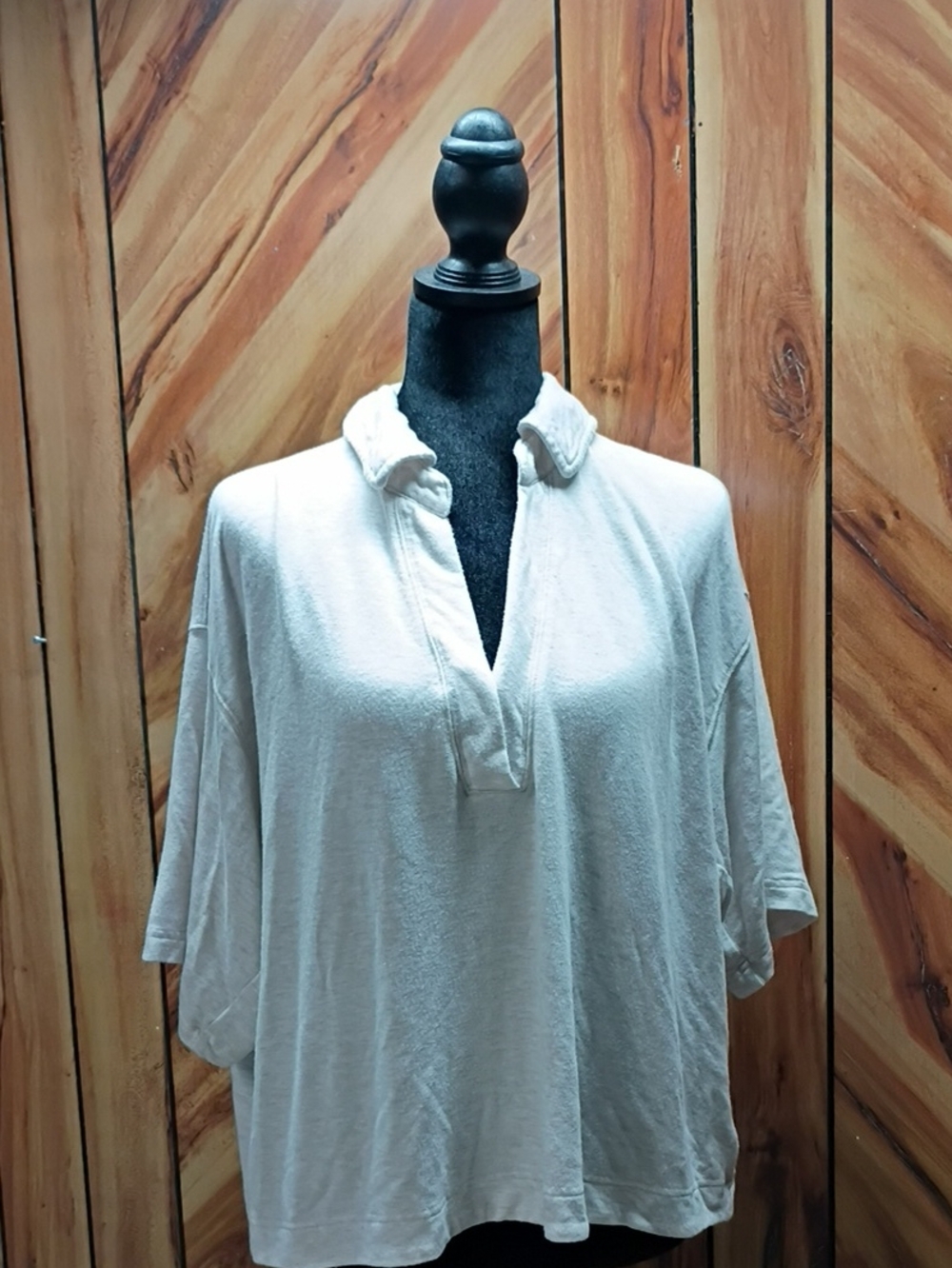 Athleta Cream Relaxed Polo Tunic, Women's Size Small Petite